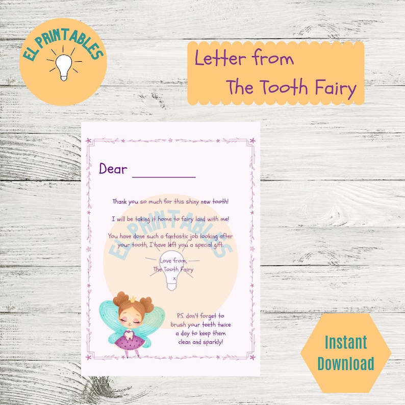 Printable Tooth Fairy Letter Tooth Fairy Printable Tooth Etsy UK