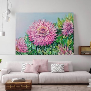 Fiori estivi dipinti a mano Pittura originale in impasto acrilico. Collezione di decorazioni per la casa