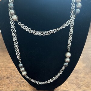 Sarah Coventry Vintage Long Pearl Silver Necklace