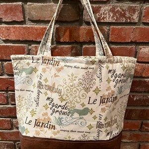 Tote Bag, Canvas Tote, Spa Tote, Cream Tote, Birds & Butterflies Tote, Garden Tote, Spring Tote, Peaceful