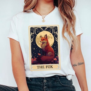 Fox Shirt, The Fox Tarot Card T-Shirt, Fox Lover Gifts, The Arctic Fox Tarot Card T-Shirt, Tarot Card T-Shirt, Mystical Forestcore Fox Shirt