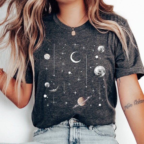 Celestial Shirt, Astrology T-Shirt, Planets Shirt, Moon T-Shirt, Mystical Tee, Moon Phase T-Shirt, Astronomy Tee, Spiritual Shirt, Retro Tee