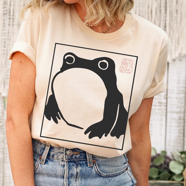 Unimpressed Frog T-Shirt, Vintage Style Art Shirt, Retro Frog T-Shirt, Cute Frog Tee, Japanese Aesthetic Frog T-Shirt, Japanese Sad Frog Tee