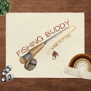 Kids &quot;Fishing Buddy&quot; Throw Blanket | Great Gift for Future Fly Fisherman | Kids Fishing Blanket | Toddler Fishing | Fly Fishing Blanket