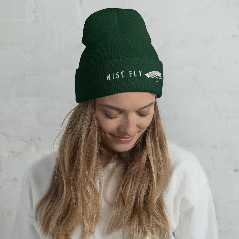 Wise Fly Logo Cuffed Beanie Fly Fishing Beanie Great Gift for Any Angler  Warm Fly Fishing Hat Womens Fly Fishing Mens Fly Fishing 