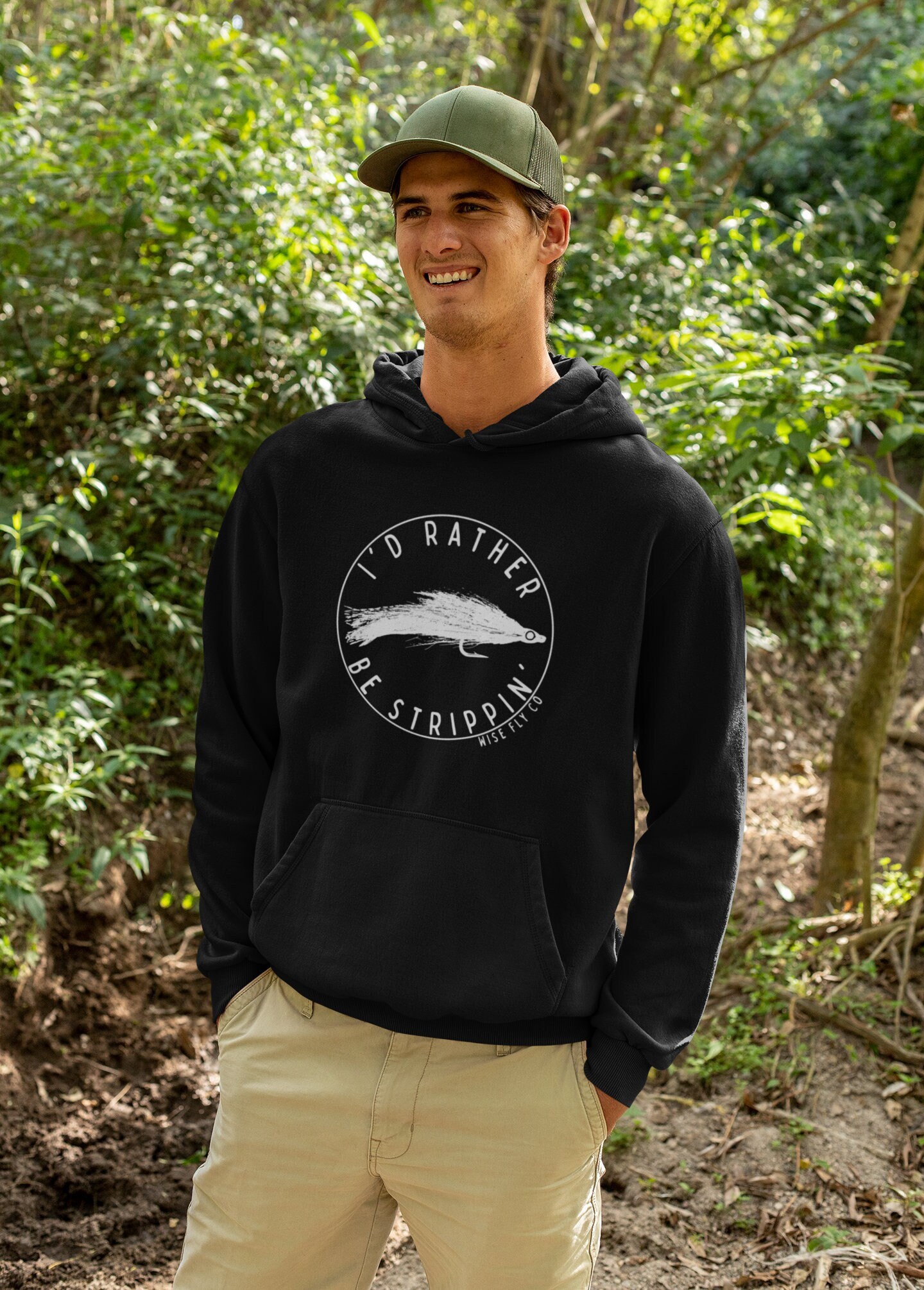 Trout Fly Fishing Fish Nature Forest Fisherman Gift Pullover Hoodie