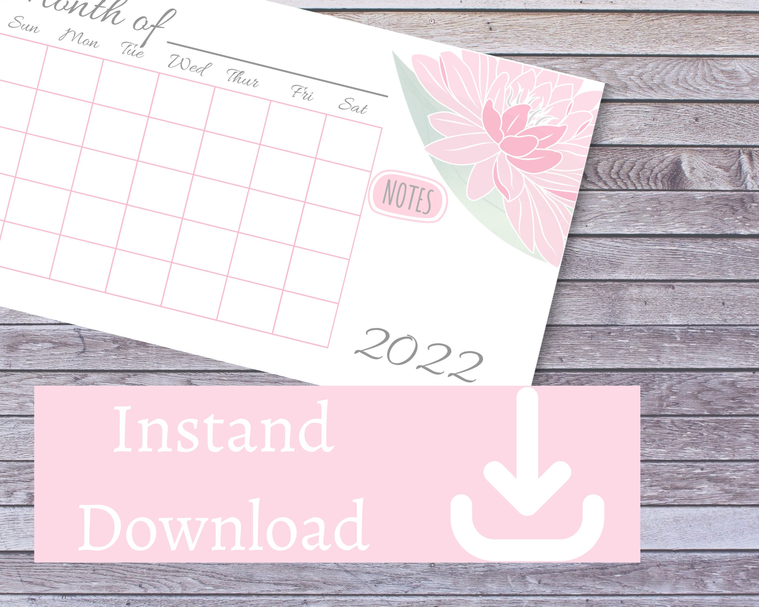 Printable Monthly Calendar - Etsy
