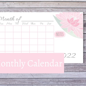 Printable Monthly Calendar - Etsy