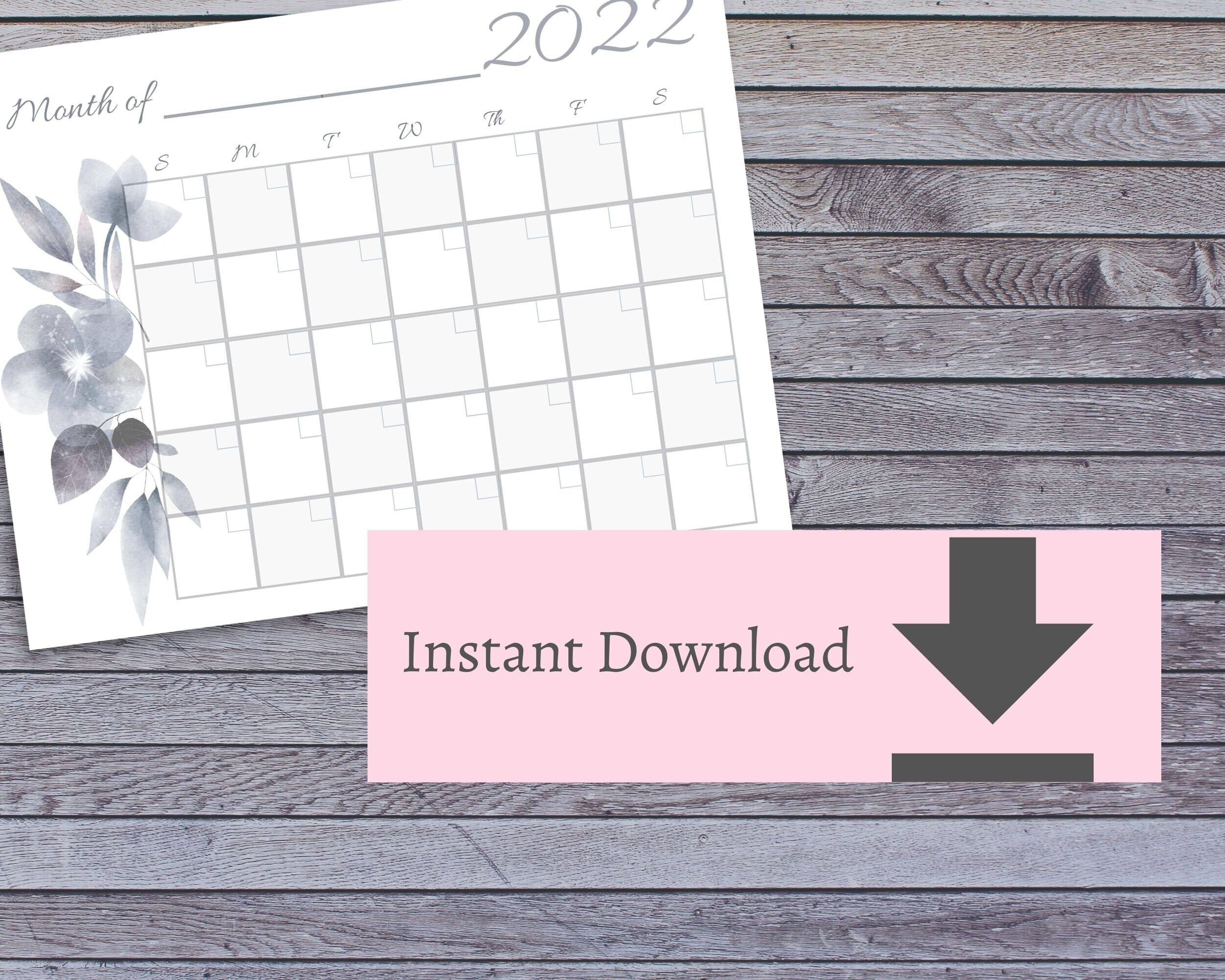 Printable Monthly Calendar | Black and White - Etsy