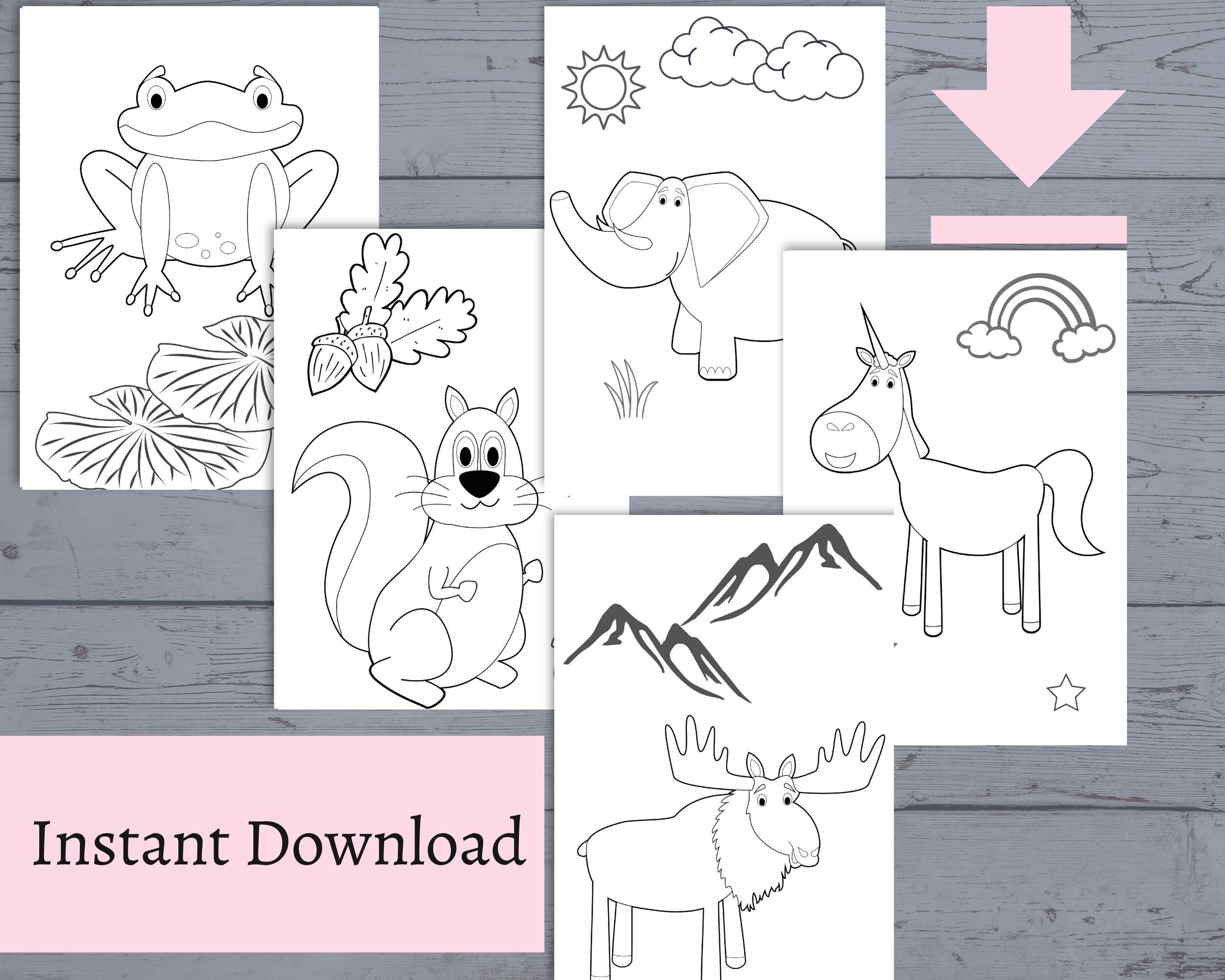 printable animal coloring pages etsy