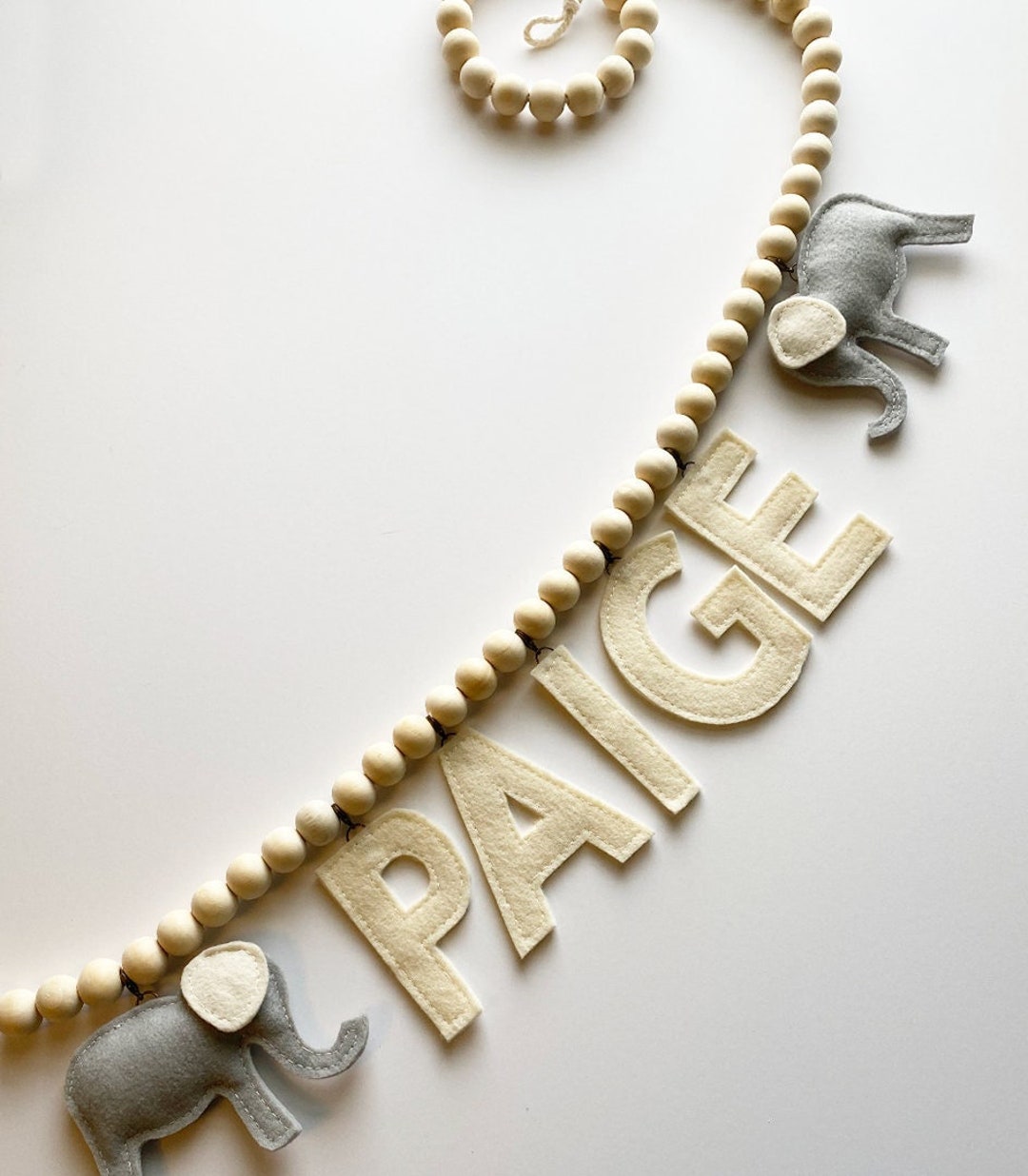 Custom Felt Name With Beaded Garland - Etsy