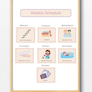 Kids Weekly Planner, Custom Weekly Kids Calendar, Visual Schedule for toddlers, Children&#39;s Routine Chart, Toddler Weekly Schedule