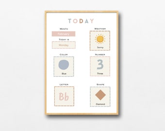Morning Board, Homeschool Calendar, Weather Chart, Kids Daily Calendar, Preschool Circle Time, Toddler Learning Calendar, Digital Download