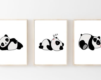 Panda printable wall art - Black and white wall art - Panda print  - Panda wall art - Black and white nursery- Minimalist nursery Decor