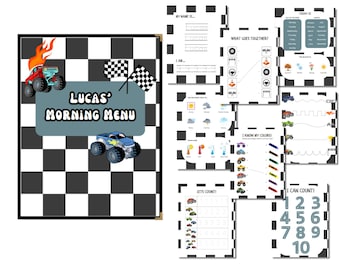 Monster Truck Morning Menu | Preschool | Homeschool Morning Menu | Morning Basket | Preschool Binder | Printable | Busy Book | Digital