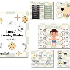 Spanish Busy Book Printable Worksheets Set, matching activities, toddler learning binder, preschool busy book, Bilingual Busy book