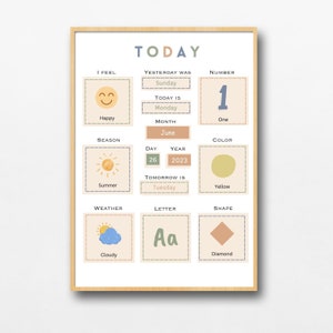 Morning Board, Homeschool Calendar, Weather Chart, Kids Daily Calendar, Preschool Circle Time, Toddler Learning Calendar, Digital Download