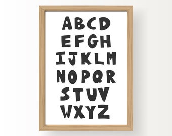 Alphabet Poster, ABC Wall Art, Alphabet Print, Nursery Decor, Kids Room Decor, Playroom Decor