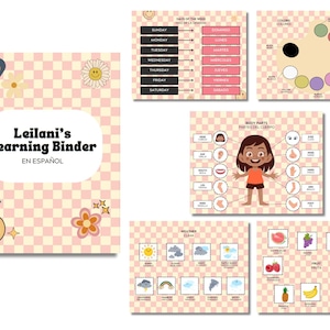 Girl Spanish Busy Book Printable Worksheets Set, matching activities, toddler learning binder, preschool busy book, Bilingual Busy book