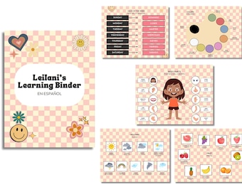 Spanisches Arbeitsblätter Set für Mädchen, druckbare Arbeitsblätter, farblich passende Aktivitäten, Lernmappe für Kleinkinder, Vorschulbuch, zweisprachiges Buch