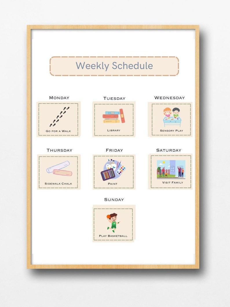 Kids Weekly Planner, Custom Weekly Kids Calendar, Visual Schedule for ...