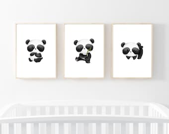 Panda printable wall art - Black and white wall art - Panda print  - Panda wall art - Black and white nursery- Minimalist nursery decor