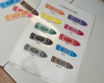 Kleurenmatchingspel in het Spaans, peuter- en kleuteractiviteit, Pre-K, drukke boekenpagina, leerbinder, Spaans klaslokaal, bijpassende kleurpotloden