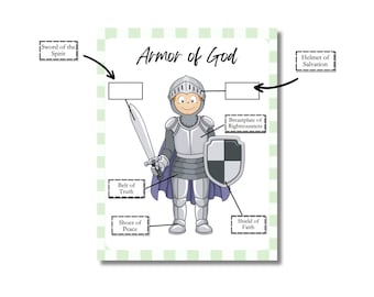 Armor Of God Bible Activity, Sunday School Activity, Bible Printable, The Armor Of God, Kids Bible Printable, Ephesians 6, Digital Download