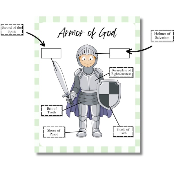 Armor Of God Bible Activity, Sunday School Activity, Bible Printable, The Armor Of God, Kids Bible Printable, Ephesians 6, Digital Download
