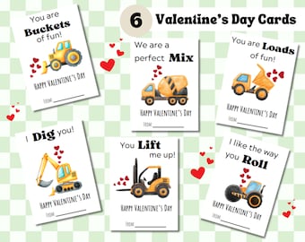 Construction Valentine Gift Tags for Kids, Construction Trucks Gift Tags, Construction Vehicle Printable Gift Tags for Classroom