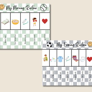 Retro Boys Morning & Evening Routine Chart, Planning Toddler Bedtime Routine, Daily Visual Schedule, For Kids, Montessori, Editable