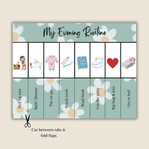Girls Morning & Evening Routine Chart, Planning Toddler Bedtime Routine ...