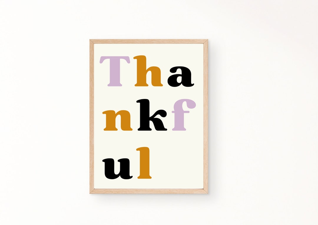 Thankful Thanksgiving Printable | Thankful Retro Fun Wall Art Print ...