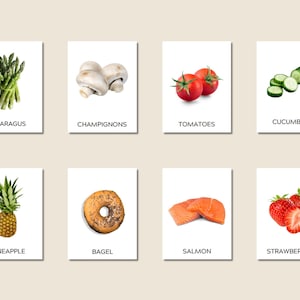 54 Flashcards de mercearia, lista de mercearia infantil, lista de compras de mercearia, compras em supermercados, compras de alimentos com crianças, DIGITAL