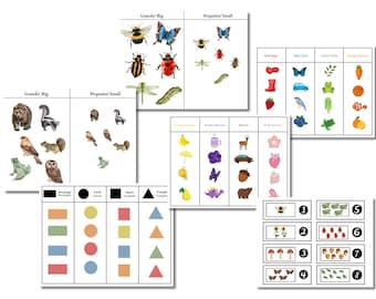 Preschool Printable Worksheets, Big and small, Math Activity, Preschool Color match, Preschool shapes