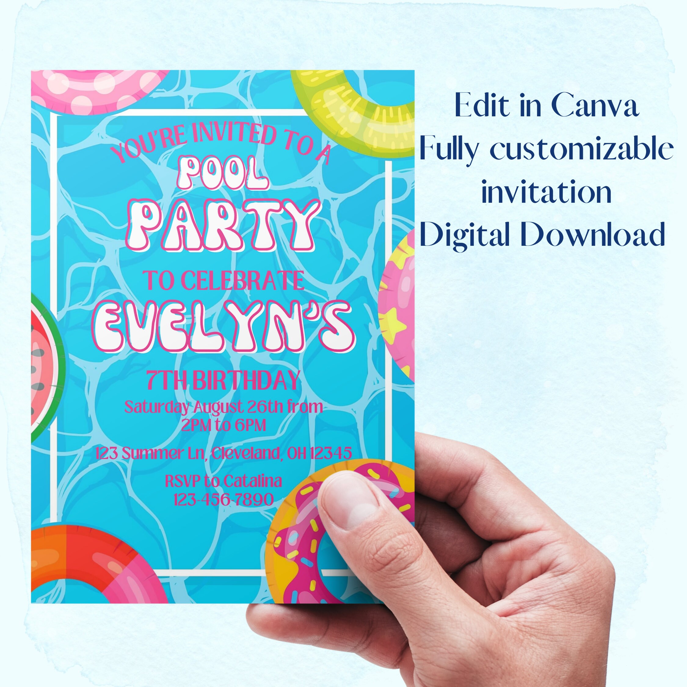 Pool Party Invitation Template Pool Birthday Party Instant Etsy Pool Party Invitation Template Pool Birthday Party Instant Etsy