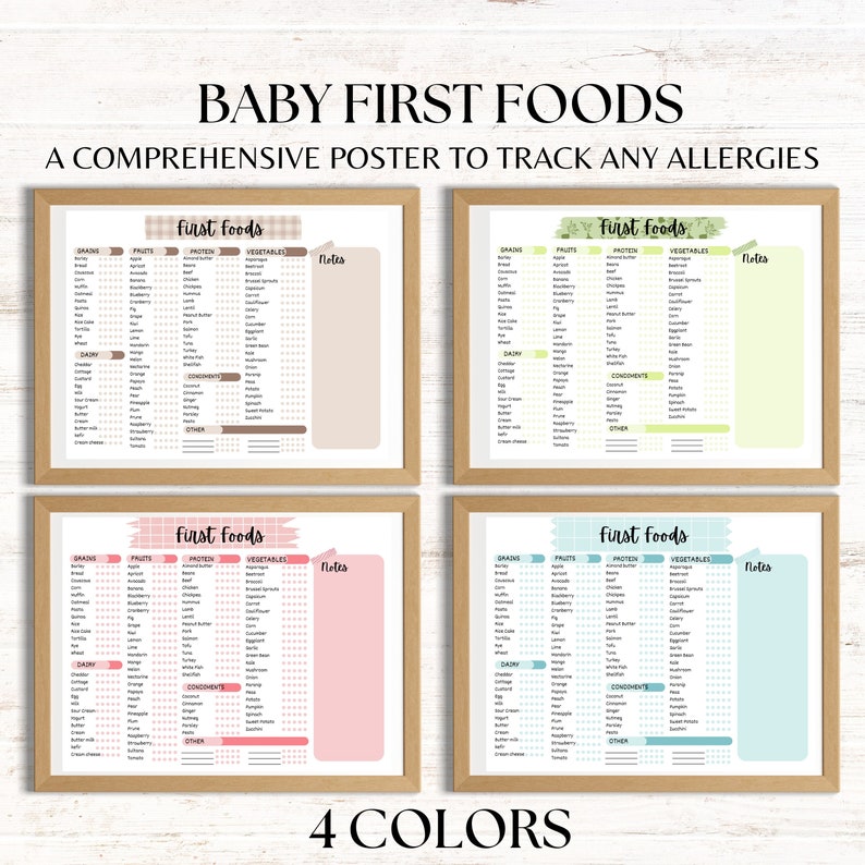 Baby's First Foods Printable Posters Baby Food Tracker Baby's First ...