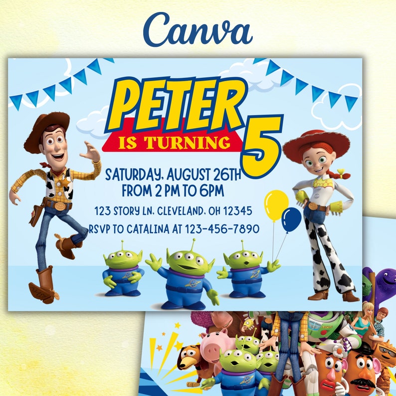 Toy Story Birthday Invitation Template Editable Digital Kids Party