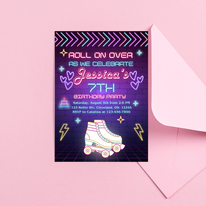 Roller Skating Birthday Invitation Instant Download Roller Skate