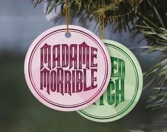 Madame Morrible flip it around... Wicked Witch! Round ceramic ornament, double-sided | Wicked Movie Meme