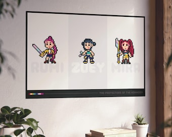 Kpop Demon Hunters Retro 8 Bit Pixel Poster