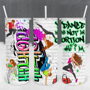 Hip Hop Dance Tumbler Wrap, hip-hop, hip hop, dancers, posing, graffiti, neon, Dance, Dance Tumbler, Brick