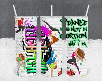 Hip Hop Dance Tumbler Wrap, hip-hop, hip hop, dancers, posing, graffiti, neon, Dance, Dance Tumbler, Brick