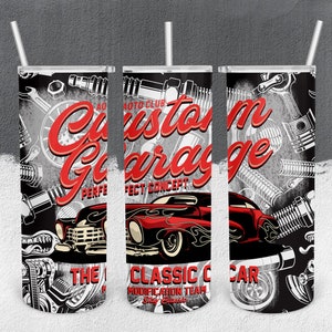 Custom Garage Classic Tumbler Wrap, Cars, Garage, Hot Rod Tumbler, Mechanic