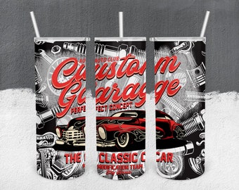 Custom Garage Classic Tumbler Wrap, Cars, Garage, Hot Rod Tumbler, Mechanic