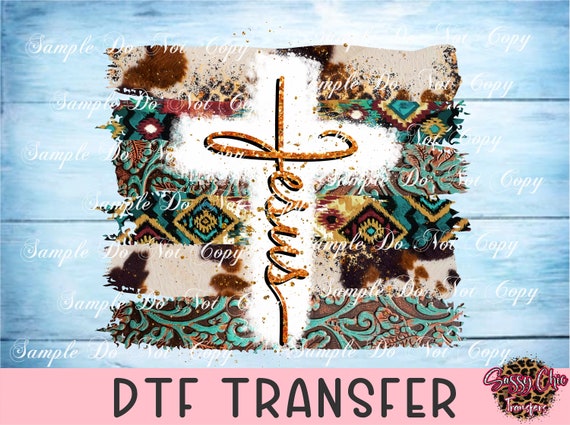 Direct To Film Turquoise Screen Print, Animal Print Western Heat Transfer Rustic Love Like Jesus-DTF Transfer