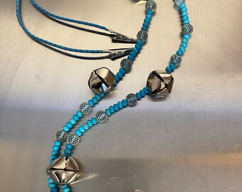 Rhythm Beads/Bells, Howlite, Turquoise, Bells, 60 Inches, Beads, Jingle Jangle, I Can Hear You Comin'