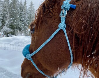 Muletape Rope Halter, Blue, Quick Release Clip, 7 Foot Lead rope, Muletape, Light Blue, Horse Halter, Horse Rope Halter, Halter