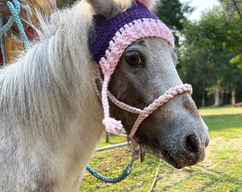 Horse Hat MINI PURPLE/PINK - Crochet, Handmade, Miniature Horse, Christmas Hat
