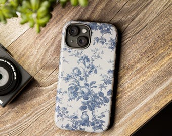 Funda resistente para teléfono con diseño de toile azul, funda elegante para iPhone, funda protectora, funda de diseño, regalo para ella